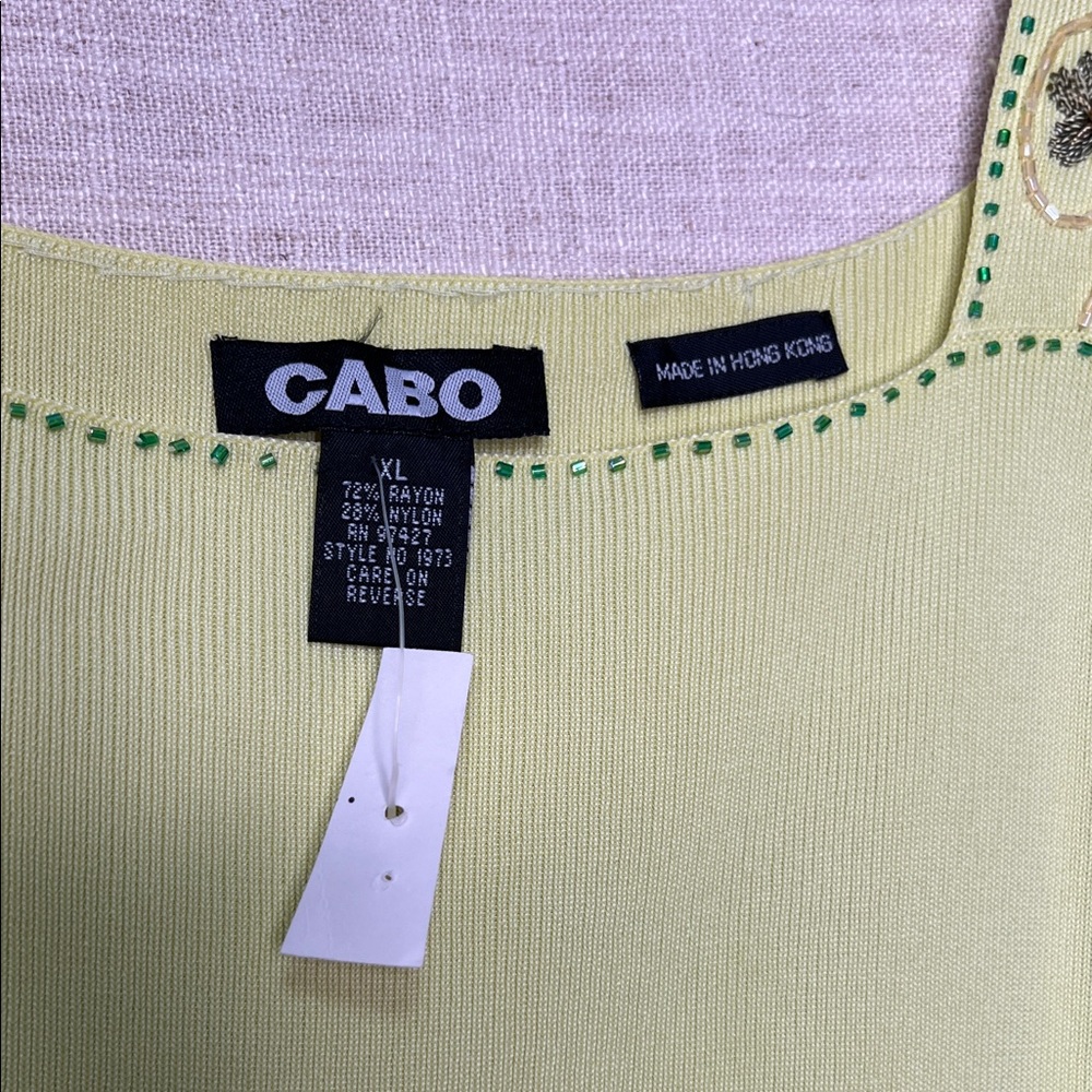 CABO Light Green Embroidered Women's Tank - Picture 2 of 5